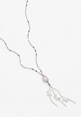 Butterfly Pink Stone Pendant Necklace, , small