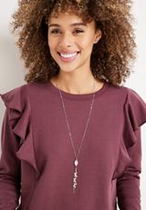 Butterfly Pink Stone Pendant Necklace, , small