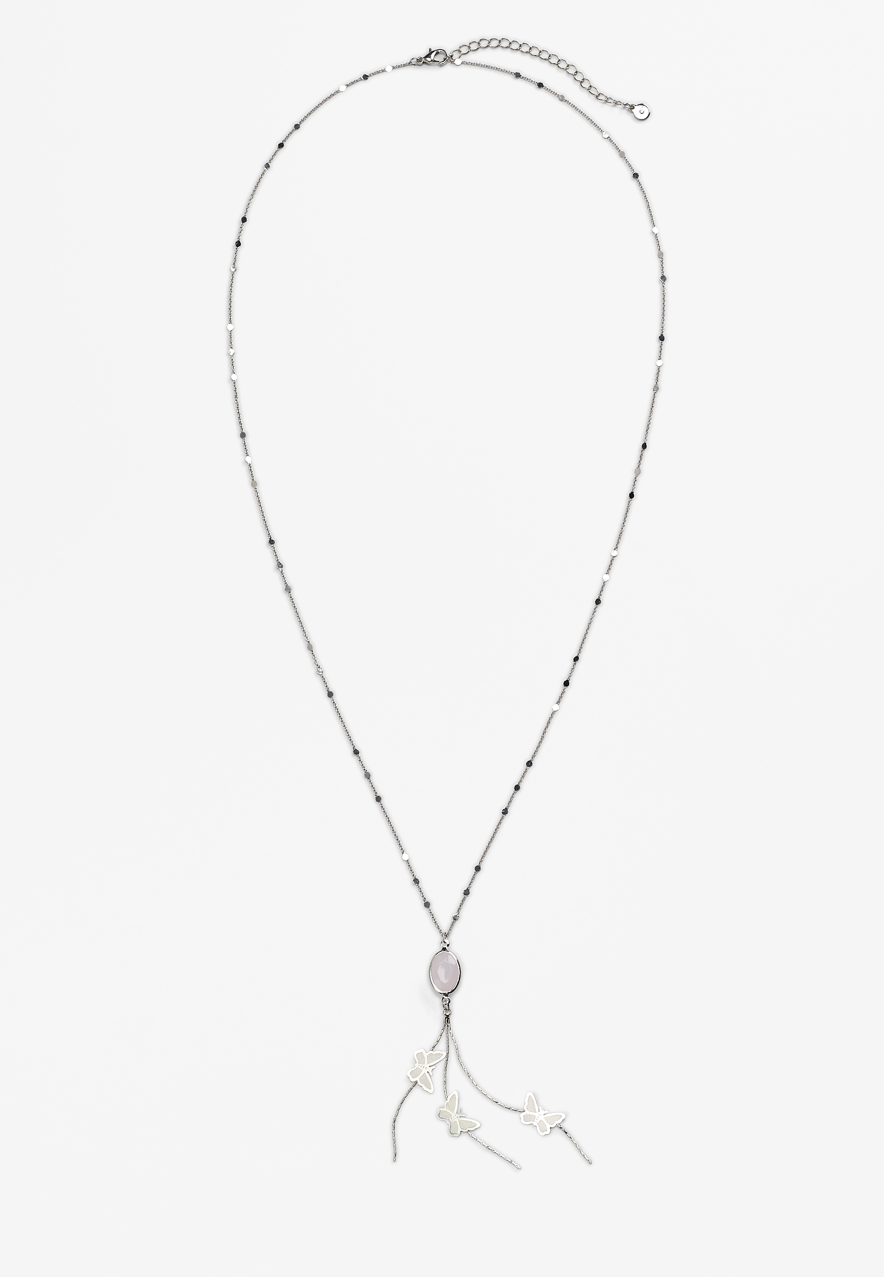 Butterfly Pink Stone Pendant Necklace, , large