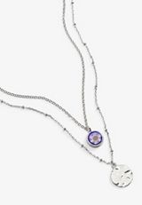 90s Floral Pendant Layered Necklace, , small