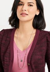 Purple Beaded Layered Necklace, SILVER, small