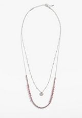 Purple Beaded Layered Necklace, SILVER, small