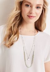 Green Beaded Layered Necklace, , small