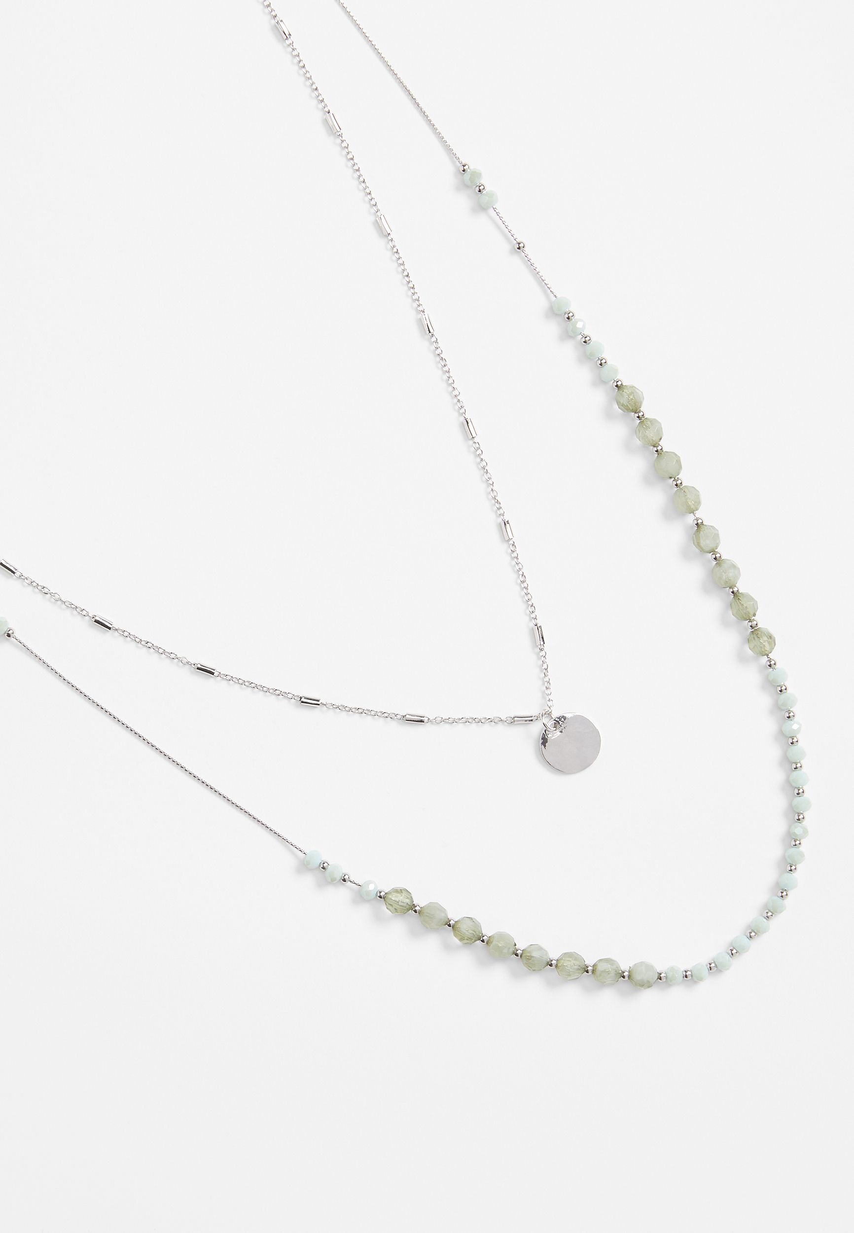 Green Beaded Layered Necklace, , large