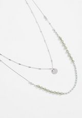 Green Beaded Layered Necklace, , small
