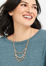 Gold Layered Drape Necklace, , small