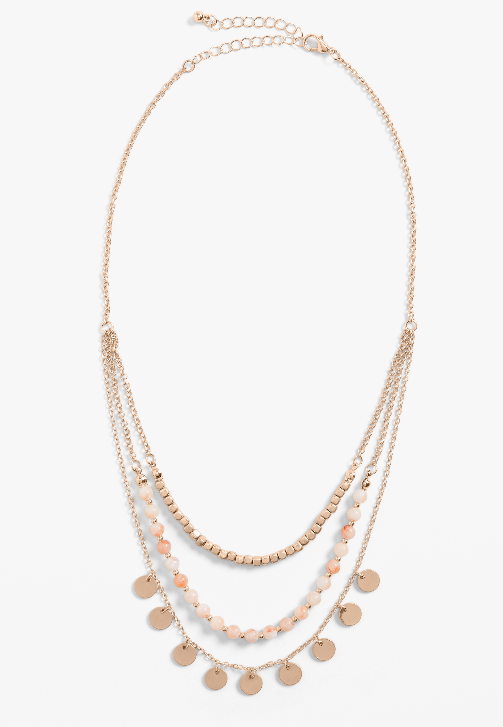 Gold Layered Drape Necklace, , large