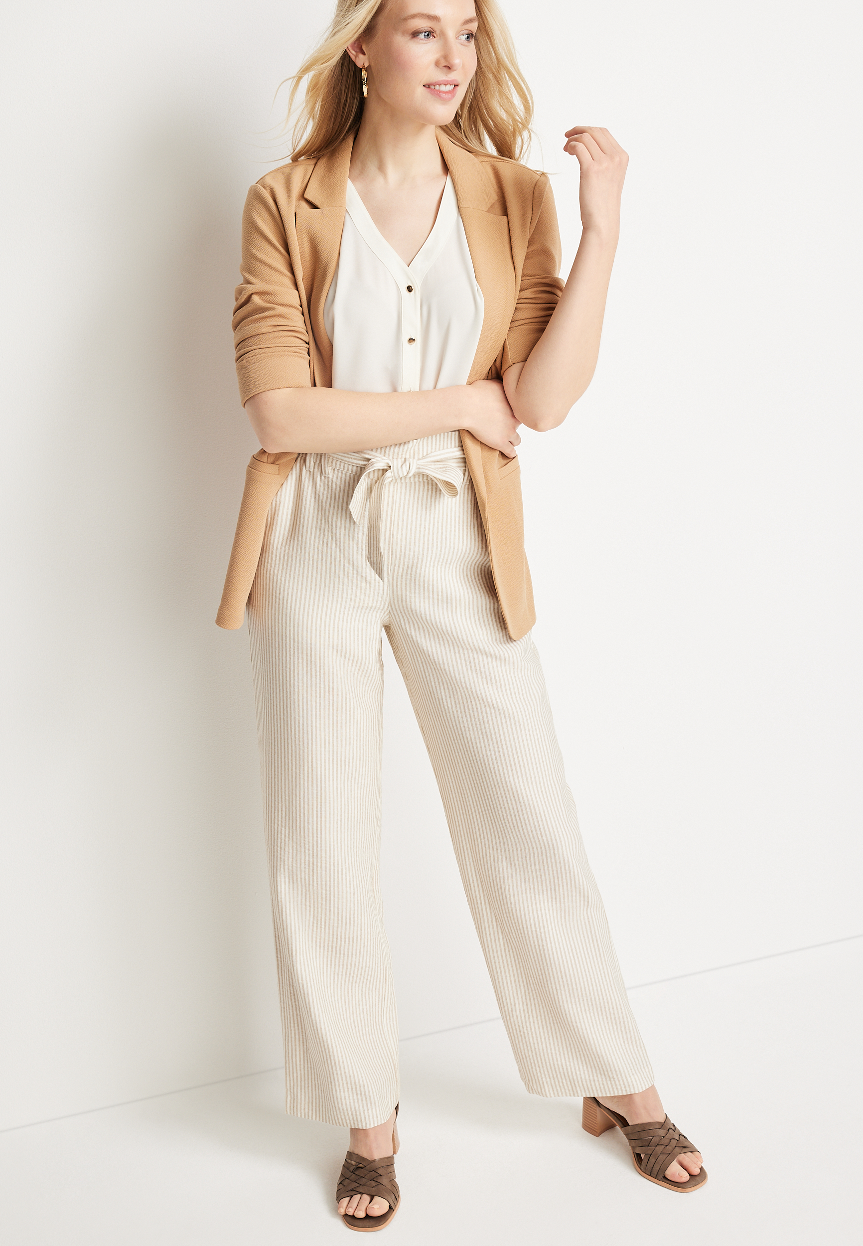 Wide Leg Tie Waist Crepe Pant, C5330, large