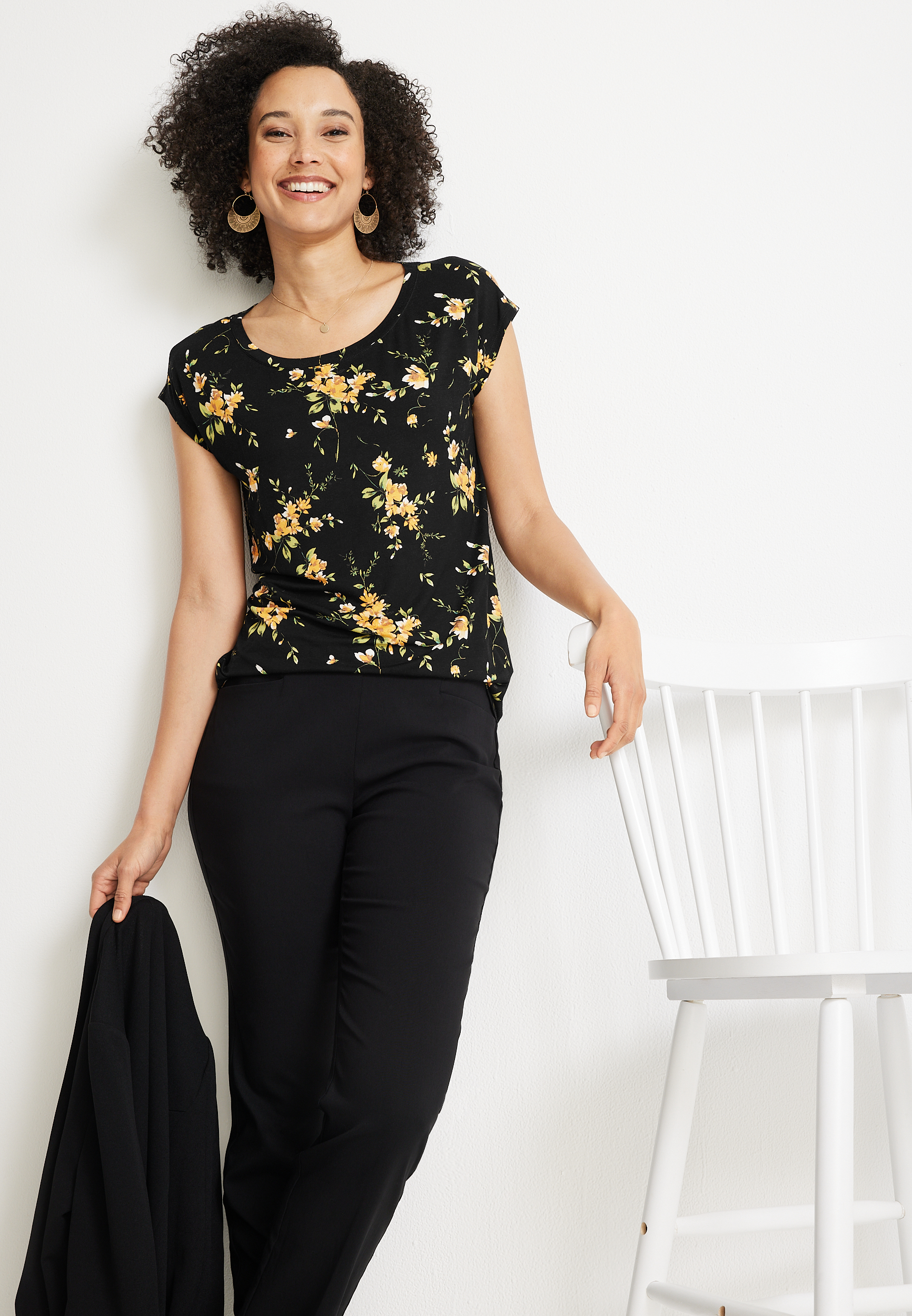24/7 Fairhaven Floral Tee, BLACK COMBO, large