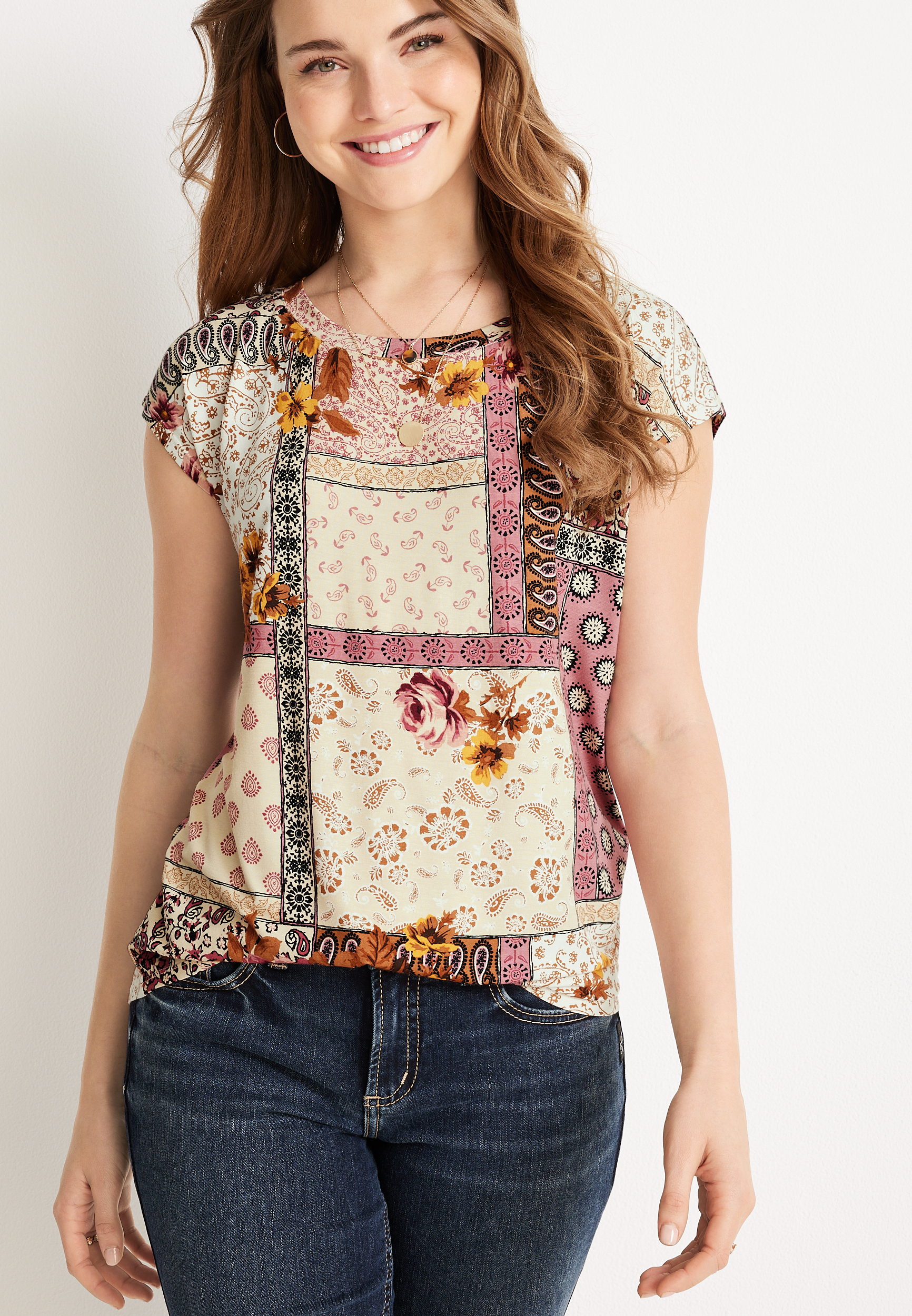 24/7 Fairhaven Patchwork Tee | maurices