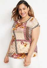 Plus Size 24/7 Fairhaven Patchwork Tee, C1524, small