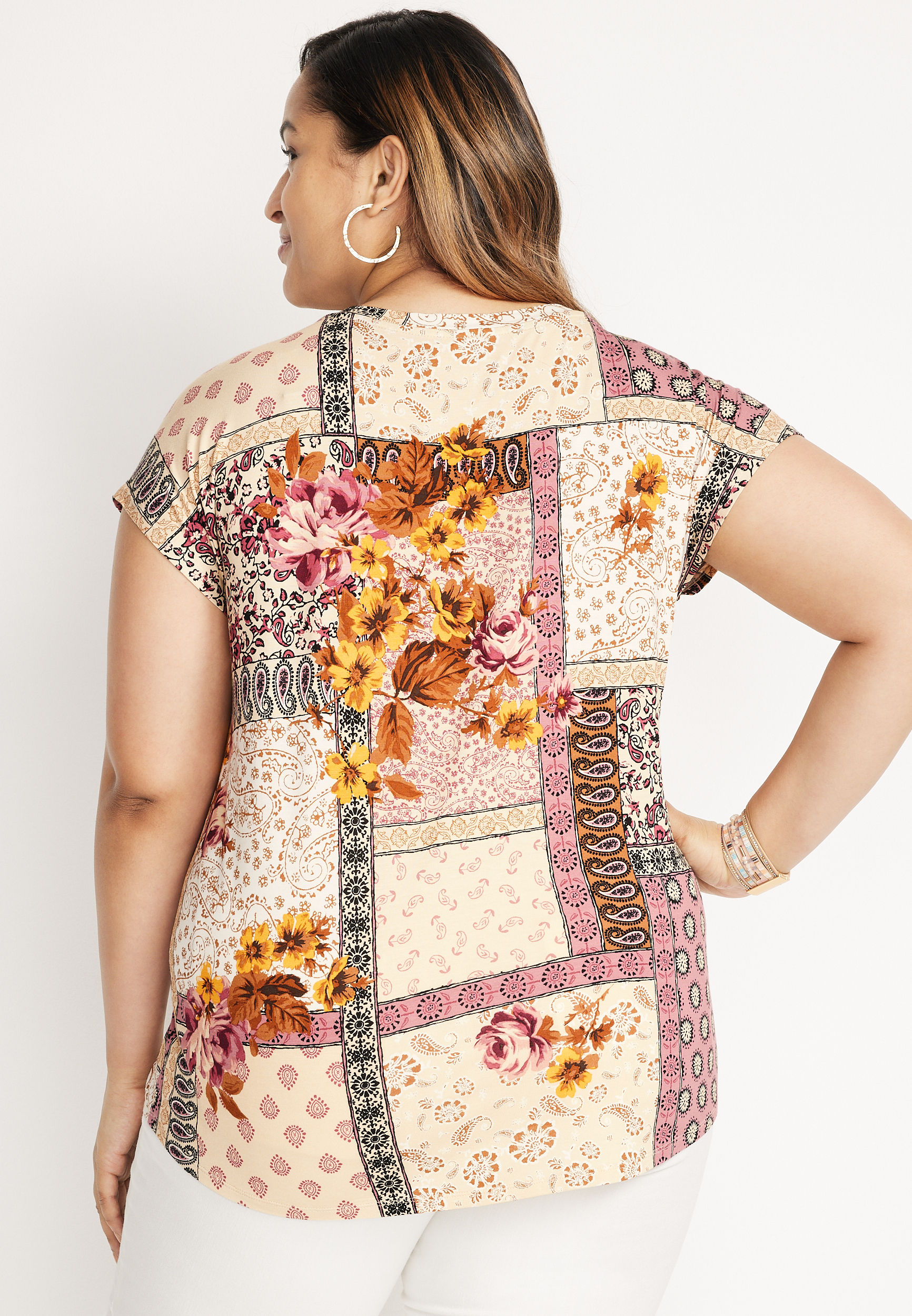 Plus Size 24/7 Fairhaven Patchwork Tee, C1524, large