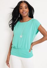 Banded Hem Dolman Blouse, AZURE, small