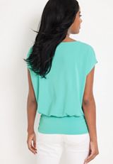 Banded Hem Dolman Blouse, AZURE, small