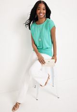 Banded Hem Dolman Blouse, AZURE, small