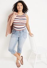 Plus Size m jeans by maurices&trade; Cool Comfort Mid Rise Capri, LIGHT SANDBLAST, small