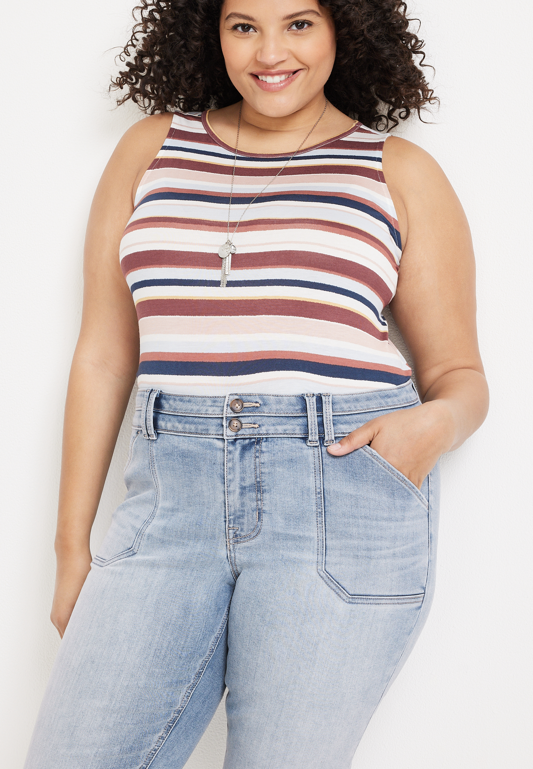 Plus Size m jeans by maurices&trade; Cool Comfort Mid Rise Capri, LIGHT SANDBLAST, large