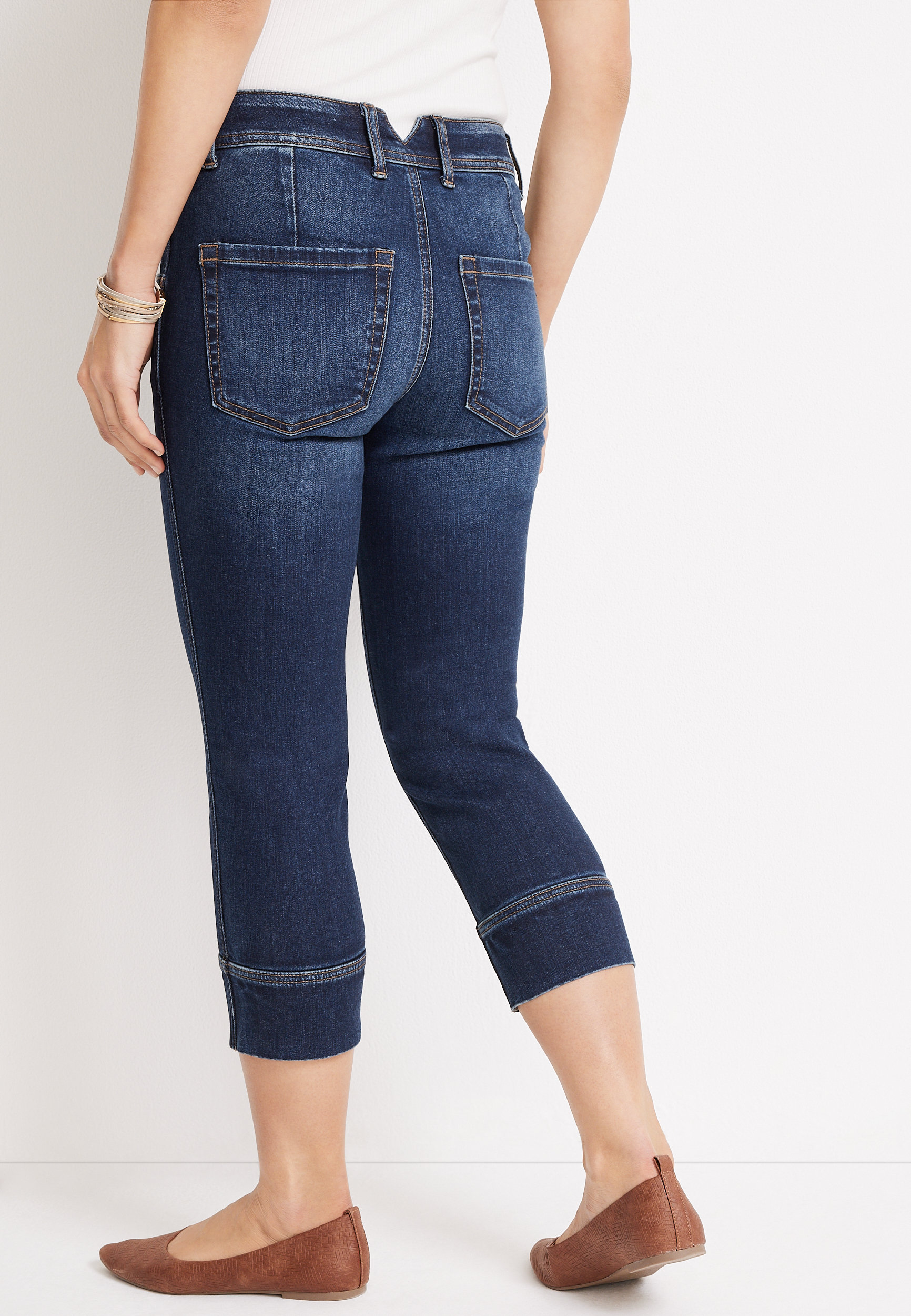 m jeans by maurices&trade; Mid Rise Wide Hem Cropped Jean, DARK SANDBLAST, large