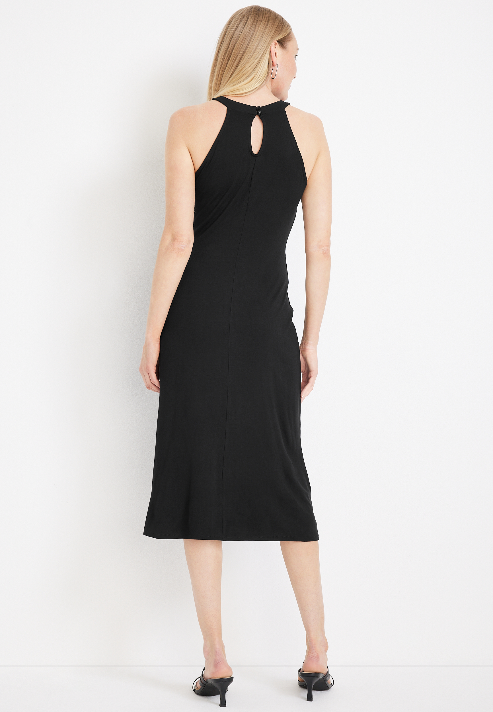 24/7 Twist Front Midi Dress, BLACK, large
