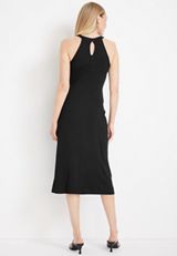 24/7 Twist Front Midi Dress, BLACK, small