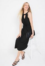 24/7 Twist Front Midi Dress, BLACK, small