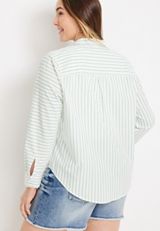 Plus Size Striped 90s Prep Button Up Shirt, C8268, small