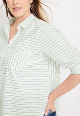 Plus Size Striped 90s Prep Button Up Shirt, C8268, small