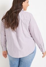 Plus Size Striped 90s Prep Button Up Shirt, C8266, small