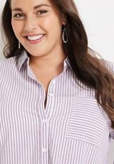 Plus Size Striped 90s Prep Button Up Shirt, C8266, small