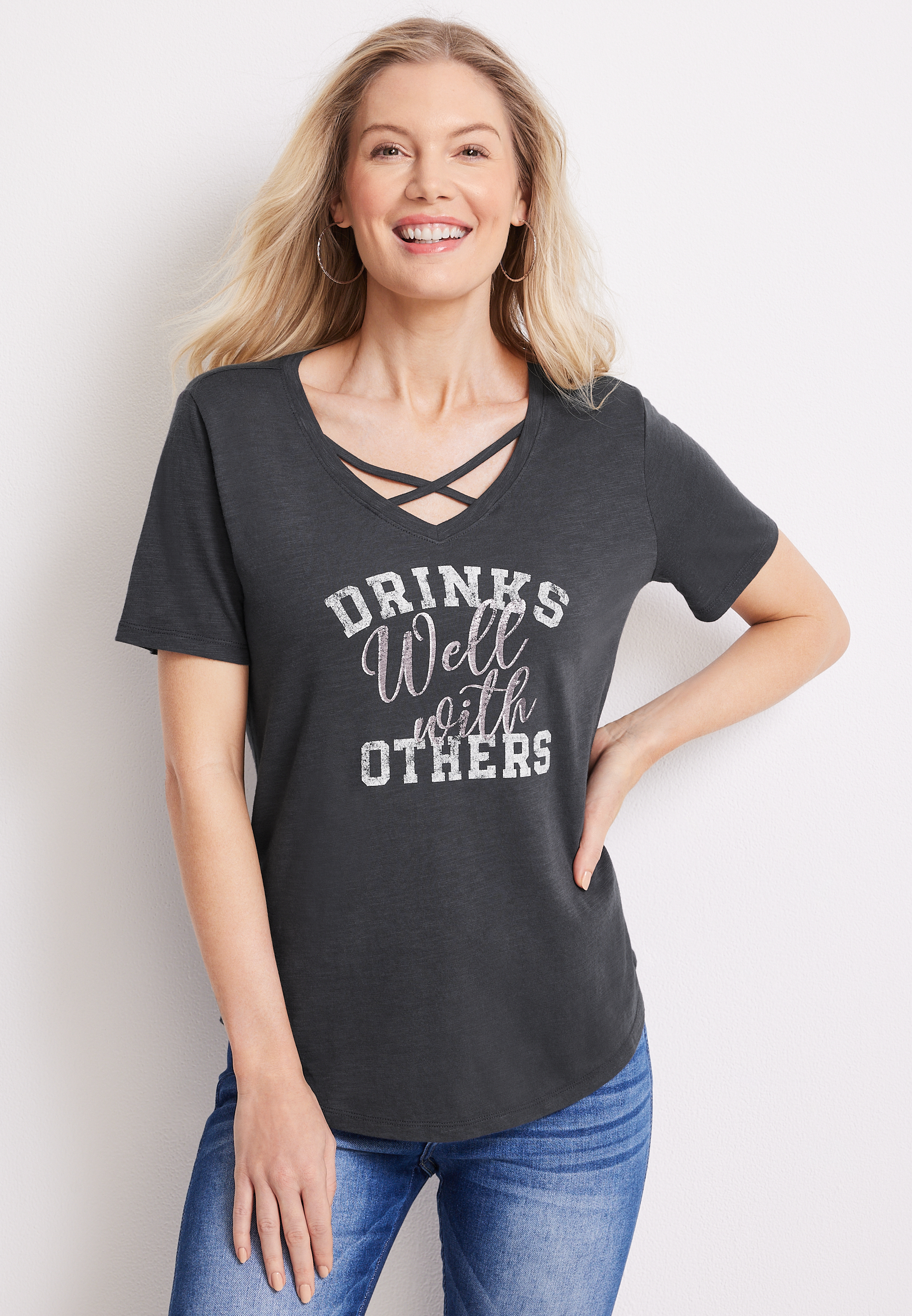Drinks Well With Others Graphic Tee, C1876, large