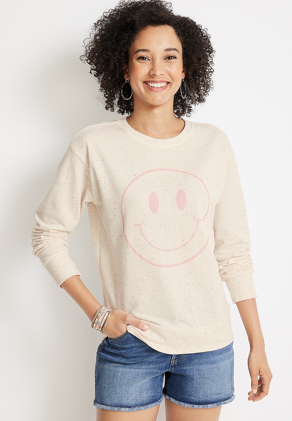 Smiley Face Graphic Sweatshirt