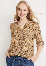 Atwood Floral 3/4 Sleeve Popover Blouse, MULTI, small