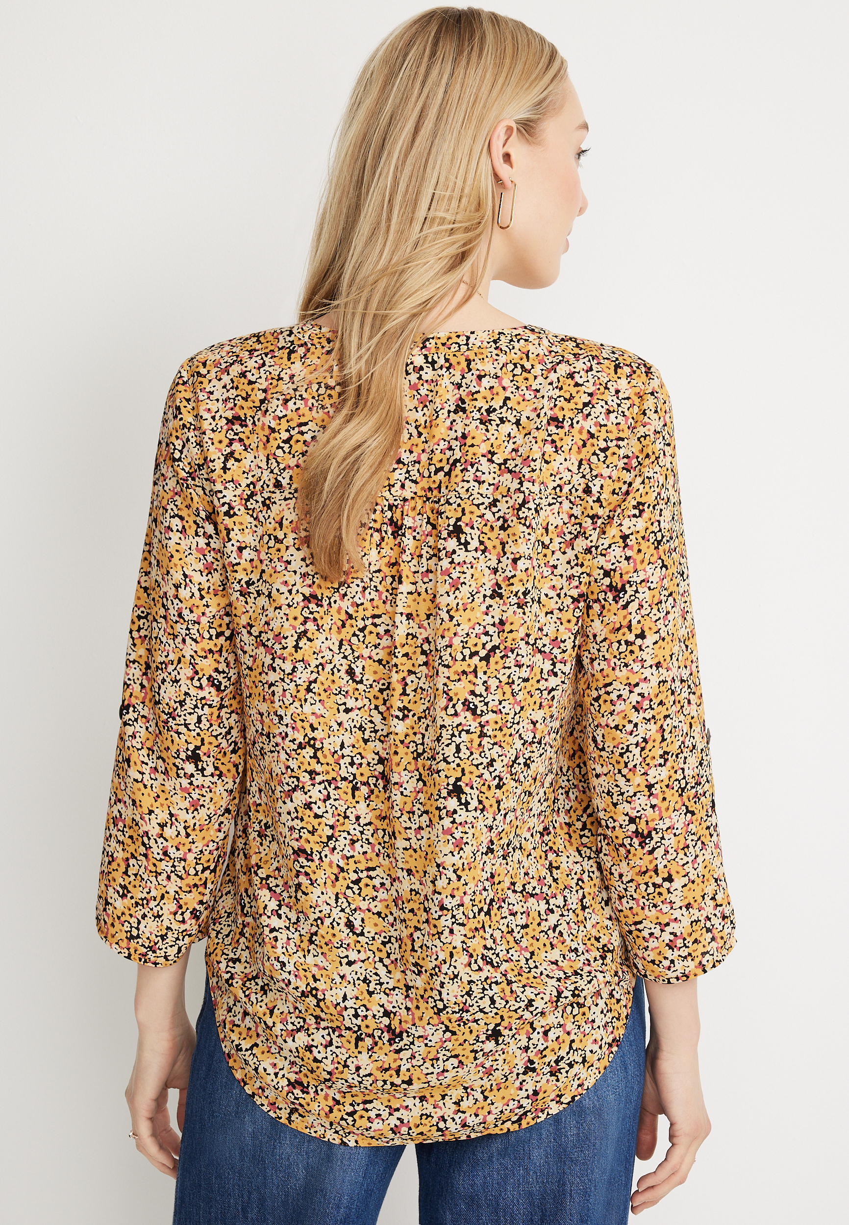 Atwood Floral 3/4 Sleeve Popover Blouse, MULTI, large