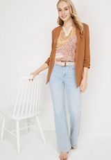 Atwood Patchwork 3/4 Sleeve Popover Blouse, C1524, small