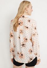 Winona Floral Dot Button Down Blouse, ECRU COMBO, small
