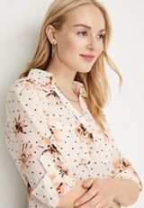 Winona Floral Dot Button Down Blouse, ECRU COMBO, small