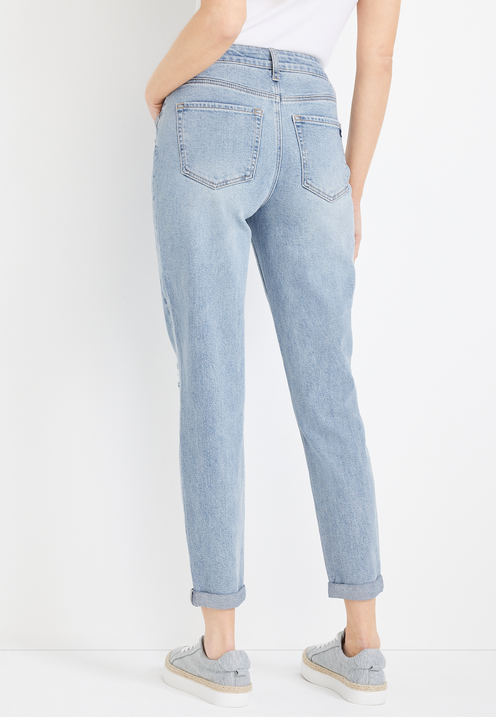m jeans by maurices&trade; Tapered 90s High Rise Patchwork Ankle Jean, C3337, large
