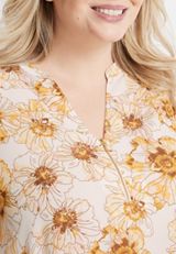 Plus Size Geneva Floral Zipper Neck Blouse, C3986, small