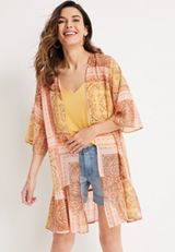 Mixed Print Scarf Kimono, C8321, small