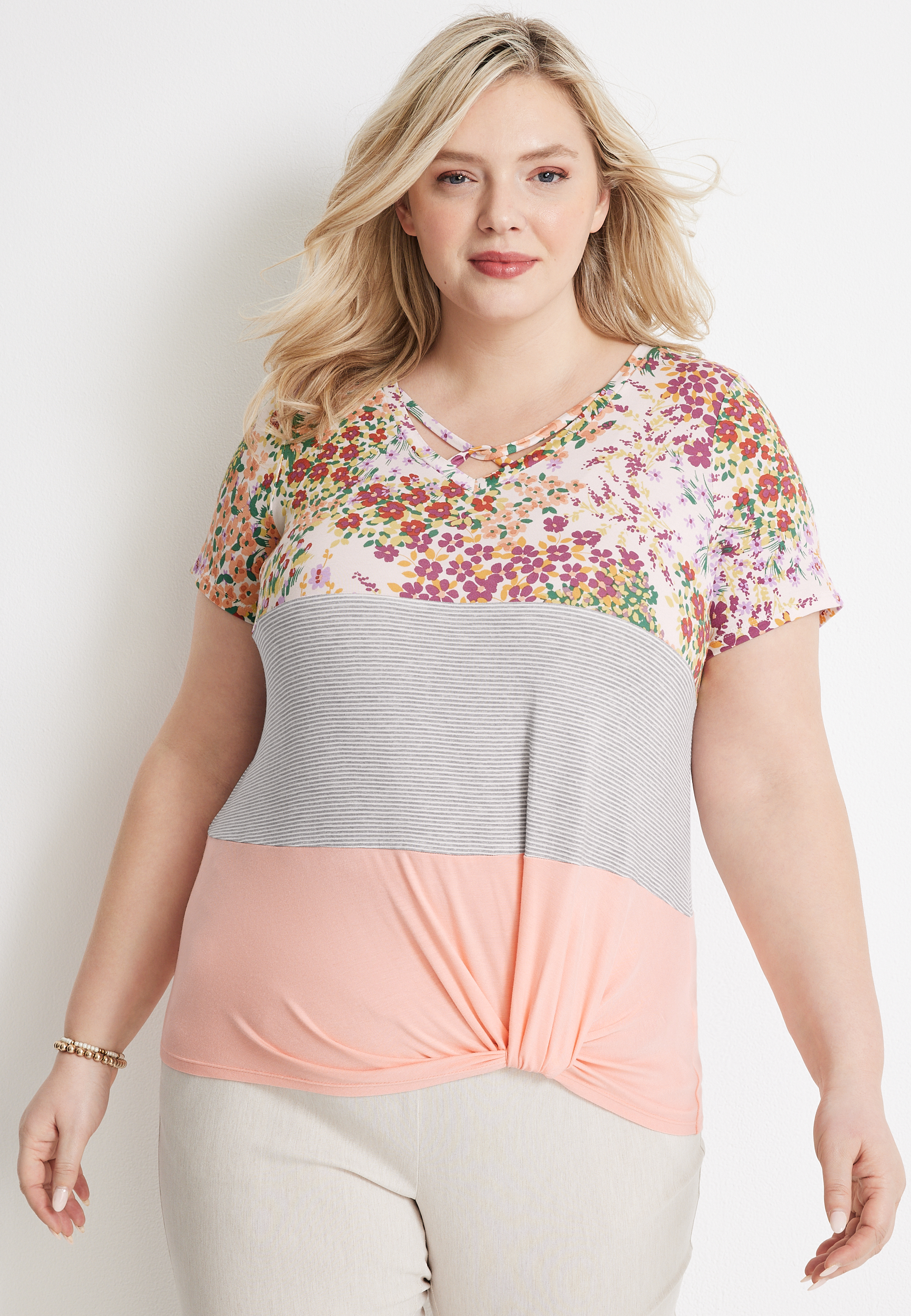 Plus Size 24/7 Alexandria Strappy Tee, C8133, large