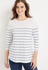 Eyelet Striped Marina Mixer Tee, C2380, small