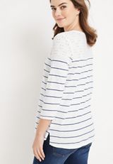 Eyelet Striped Marina Mixer Tee, C2380, small