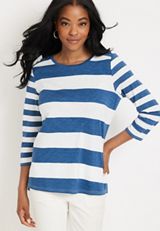 Double Striped Marina Mixer Tee, WASHED NAVY COMBO, small