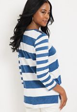 Double Striped Marina Mixer Tee, WASHED NAVY COMBO, small