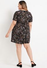 Plus Size 24/7 Floral Lace Up Skater Mini Dress, , small