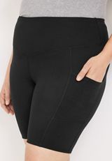 Plus Size High Rise Luxe Side Pocket 8in Bike Short, BLACK, small