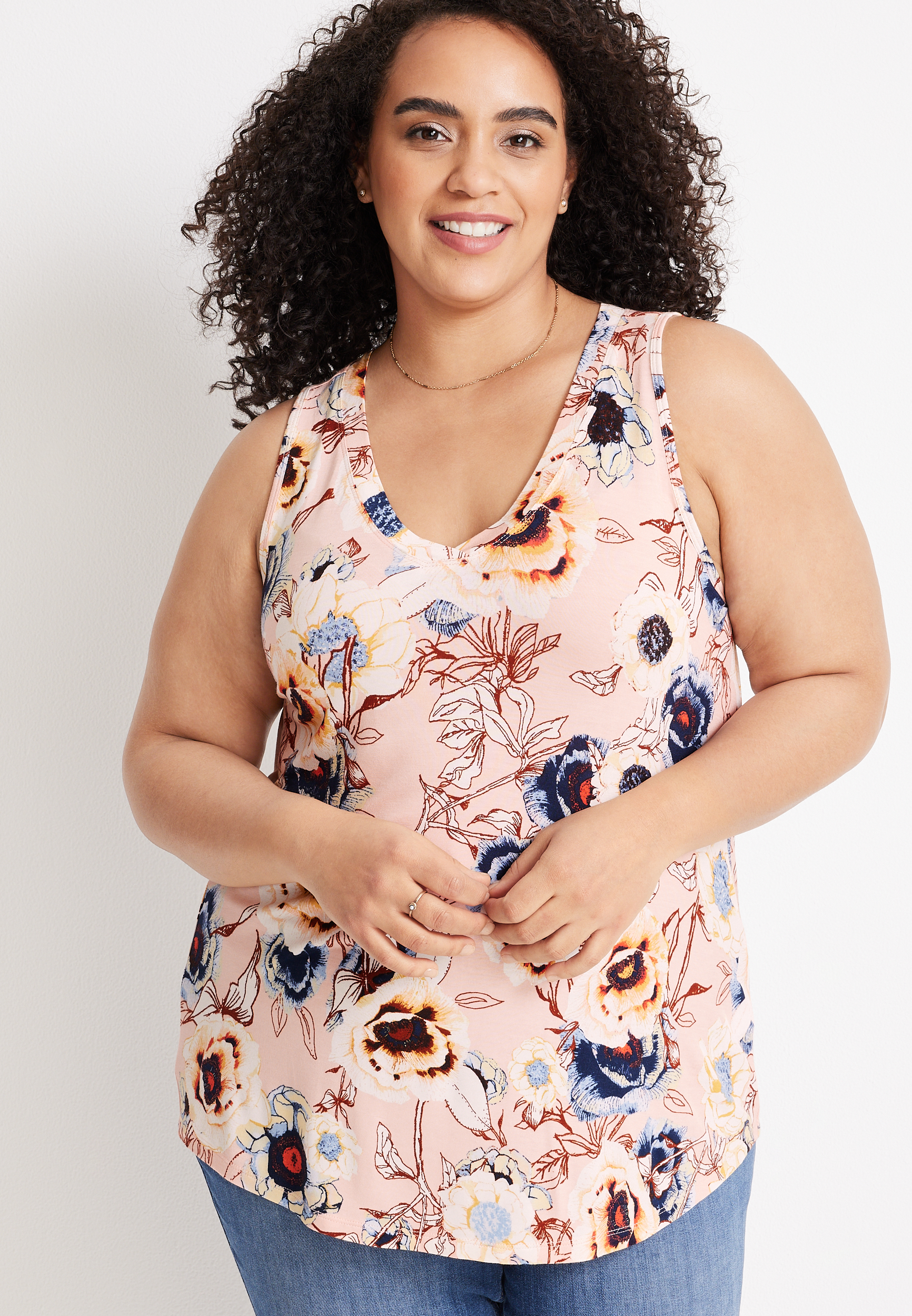 Plus Size 24/7 Mara V Neck Tank Top, C8321, large