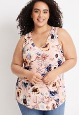 Plus Size 24/7 Mara V Neck Tank Top, C8321, small
