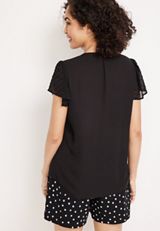 Atwood Clip Dot Flutter Sleeve Blouse, C106, small