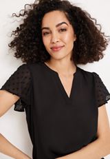 Atwood Clip Dot Flutter Sleeve Blouse, C106, small